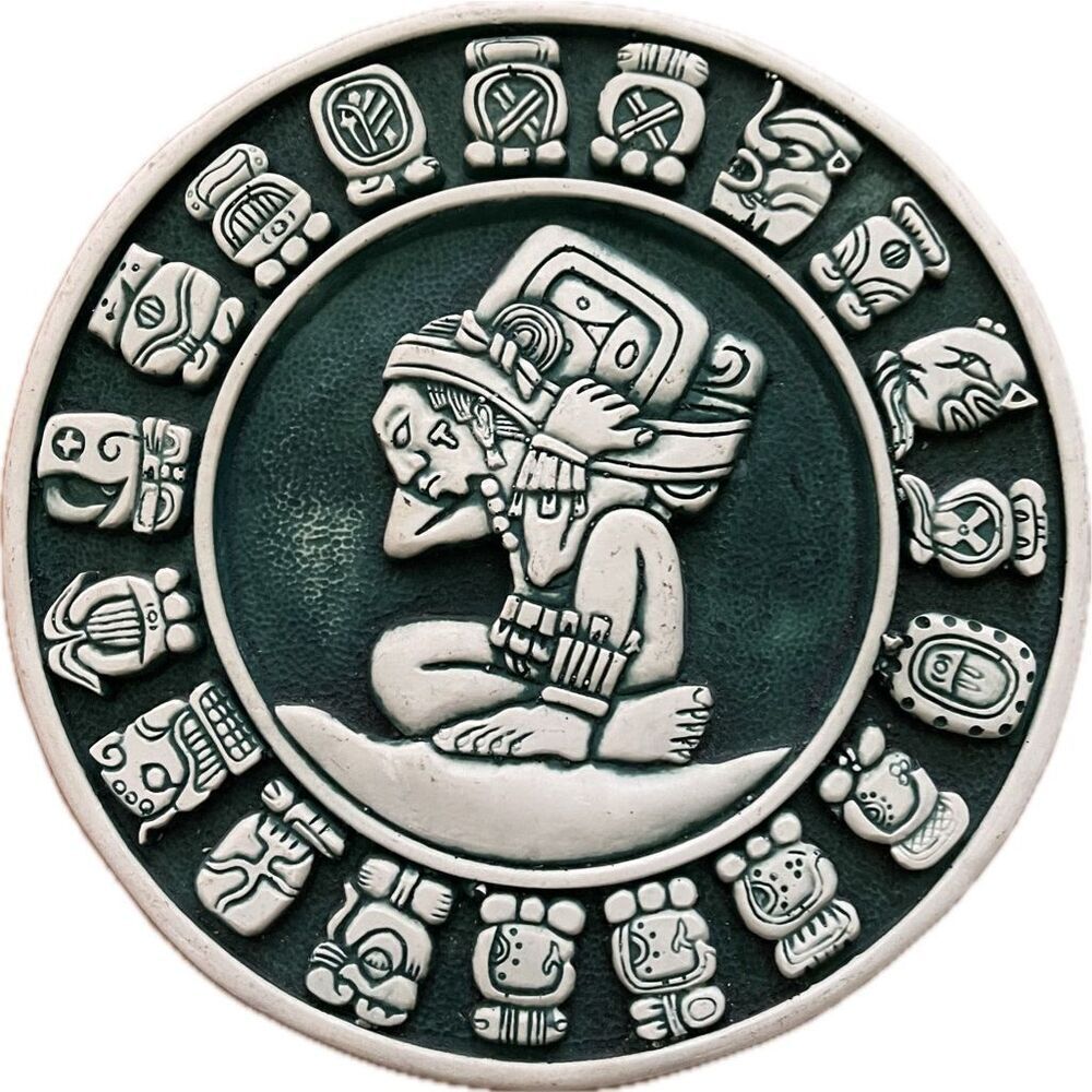 Mayan Aztec Calendar Resin Wall Hanging Green Vintage